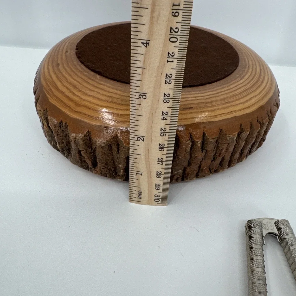 VTG Bark Nut Bowl Round Wood Mid-Century Modern 2‎ Picks 1 Nut Cracker Festive
